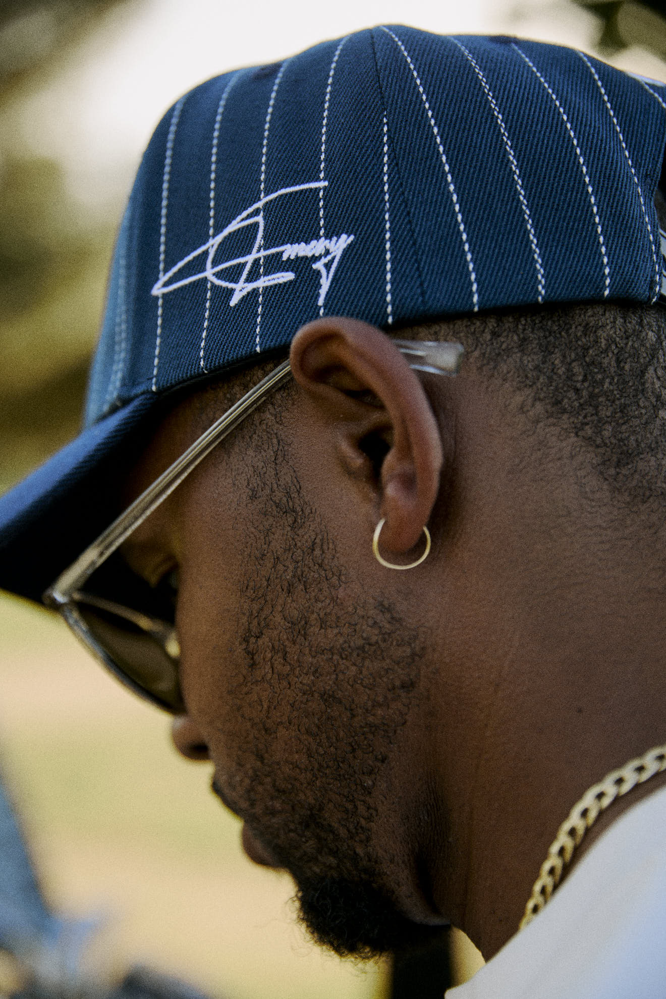Signature “E” Navy Blue Pinstripe