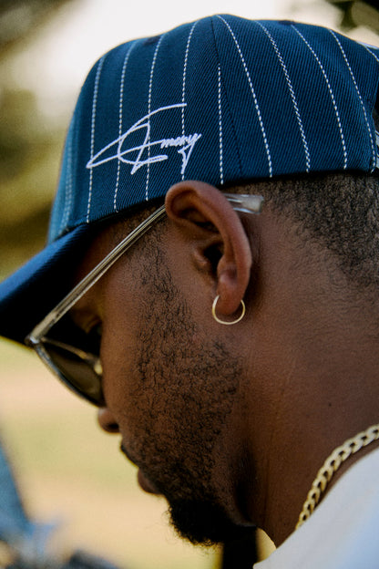 Signature “E” Navy Blue Pinstripe